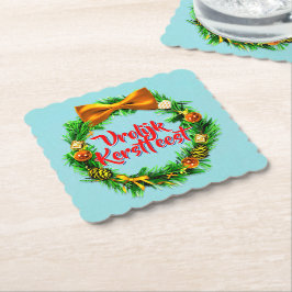 Posavasos De Papel Vrolijk Kerstfeest Holandés Feliz Navidad