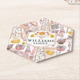 Posavasos De Papel Watercolor Caída Mano pintada Personalizada