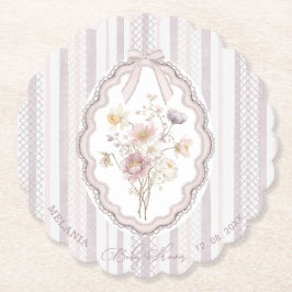 Posavasos De Papel    Watercolor pastel wildflower bow lace baby show