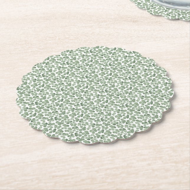 Posavasos De Papel Watercolor Shamrock Clover Pattered (En perspectiva)