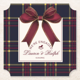 Posavasos De Papel We're engaged Engagement Party Red Bow Christmas