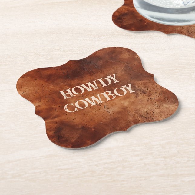Posavasos De Papel Western Brown Howdy Cowboy Brown (En perspectiva)