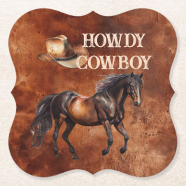 Posavasos De Papel Western Brown Howdy Cowboy Brown