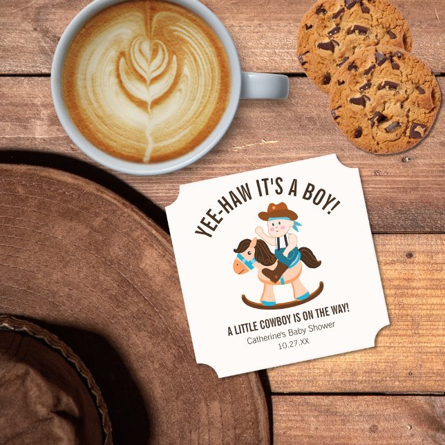 Posavasos De Papel Western Cowboy Rocke Horse Boy Baby Shower (Subido por el creador)