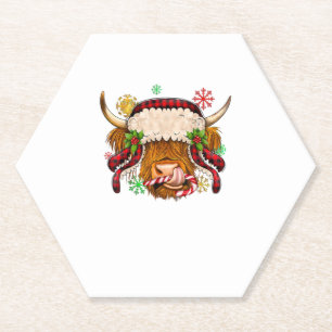 Posavasos De Papel Western Merry Christmas Highland Cow Xmas Farm Ani