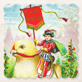 Posavasos De Papel Whimsical Easter Greetings: Sobre el polluelo giga