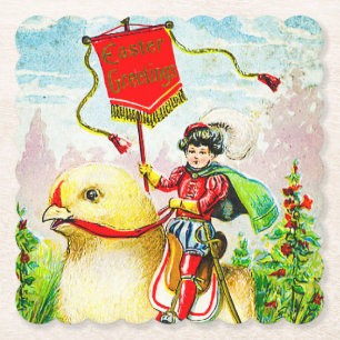 Posavasos De Papel Whimsical Easter Greetings: Sobre el polluelo giga