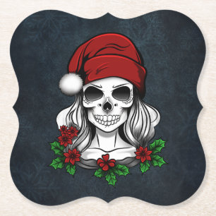Posavasos De Papel Whimsical Gothic Santa Skull Navidades