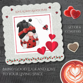 Posavasos De Papel Whimsical Ladybug Love Always Lands Here Gnome