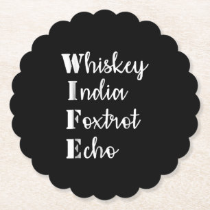 Posavasos De Papel Whiskey India Foxtrot Echo