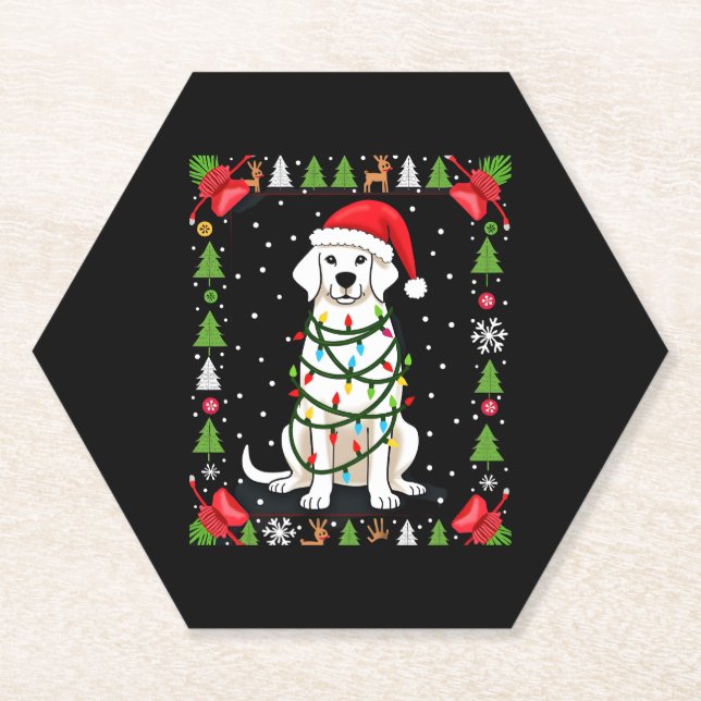 Posavasos De Papel White Boxer Dog Ugly Christmas Sweater Funny Xmas  (Anverso)