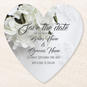 Posavasos De Papel White Floral Bouquet save the date