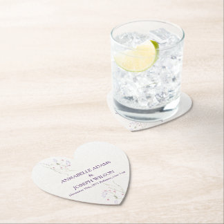 Posavasos De Papel White Minimalist watercolor flowers wedding