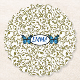 Posavasos De Papel Wild Romantic Field Blue butterflies