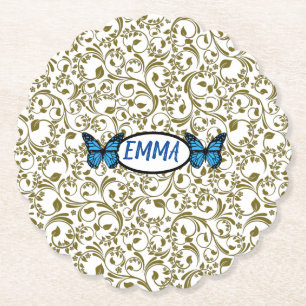 Posavasos De Papel Wild Romantic Field Blue butterflies