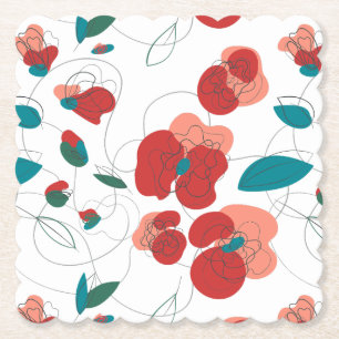 Posavasos De Papel Wildflower Wonderland   Patrón de flores estilizad