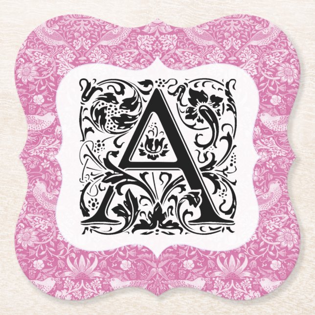 Posavasos De Papel William Morris Alphabet Strawberry Thief Pink (Anverso)