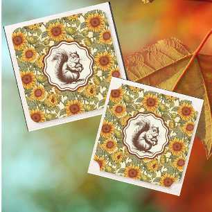 Posavasos De Papel William Morris Autumn Sunflowers Squirrel Retro