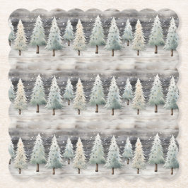 Posavasos De Papel Winter Pines & Holiday Sentiments