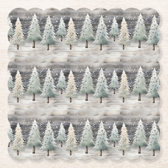 Posavasos De Papel Winter Pines & Holiday Sentiments (Anverso)