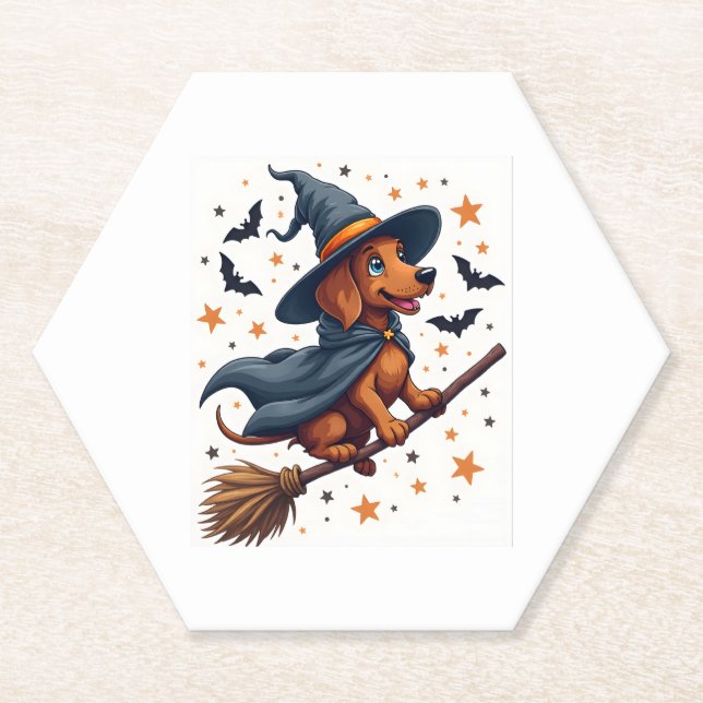Posavasos De Papel Witchy Dachshund Delight (Anverso)