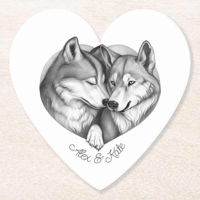Posavasos De Papel Wolf Couple (Anverso)