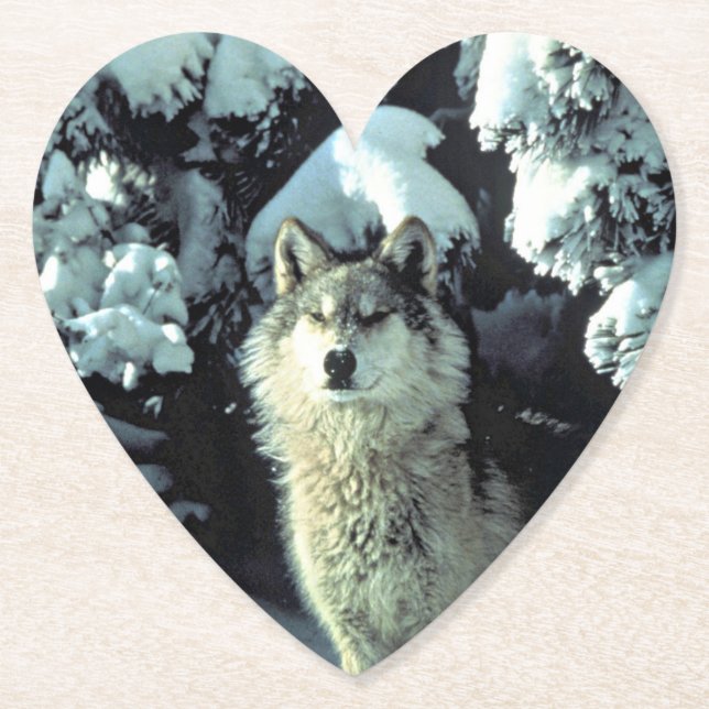 Posavasos De Papel Wolf In The Snow (Anverso)