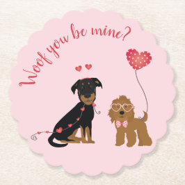 Posavasos De Papel Woof You Be Mine Valentine Dogs
