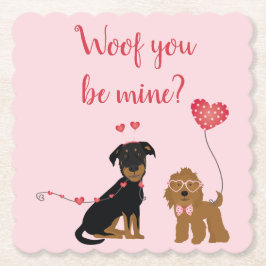 Posavasos De Papel Woof You Be Mine Valentine Dogs