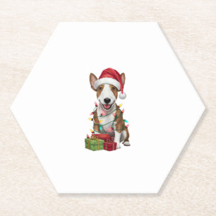 Posavasos De Papel Xmas Iluminación Santa Hat Miniatura Pinscher Dog 