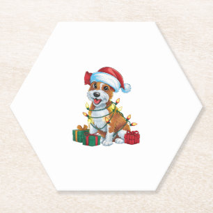 Posavasos De Papel Xmas Iluminando Santa Hat Cardigan Corgi Dog C