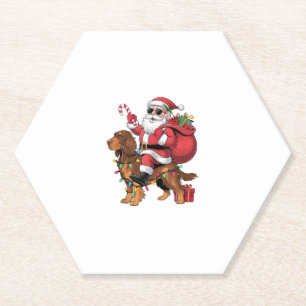 Posavasos De Papel Xmas Iluminando Santa Riding English Setter Dog Ch