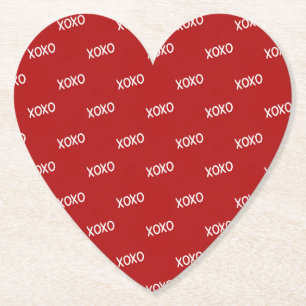 Posavasos De Papel XOXO Blanco Rojo Amor Abrazos Besos