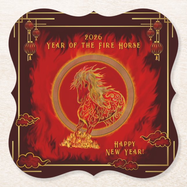 Posavasos De Papel Year of the Fire Horse , Happy Lunar New Year (Anverso)