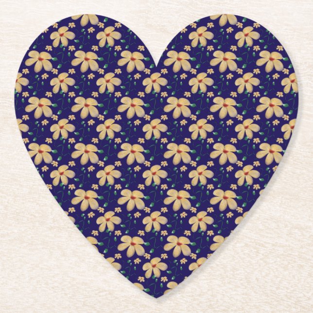 Posavasos De Papel Yellow floral pattern  (Anverso)