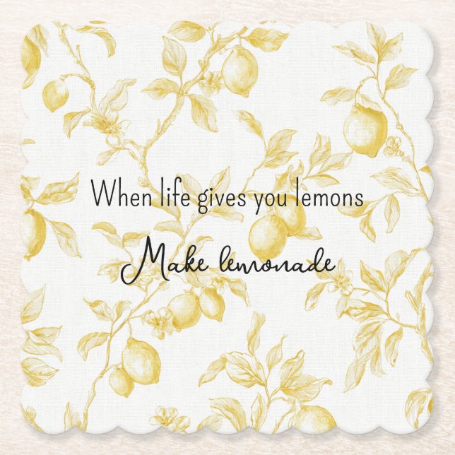 Posavasos De Papel Yellow Fruit Lemons Make Lemonade (Anverso)