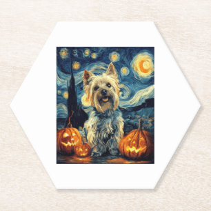 Posavasos De Papel Yorkshire terrier Yorkie Dog de van gogh starry in