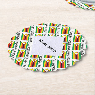 Posavasos De Papel Zimbabue Bandera de Zimbabue Tiled Negro Personali