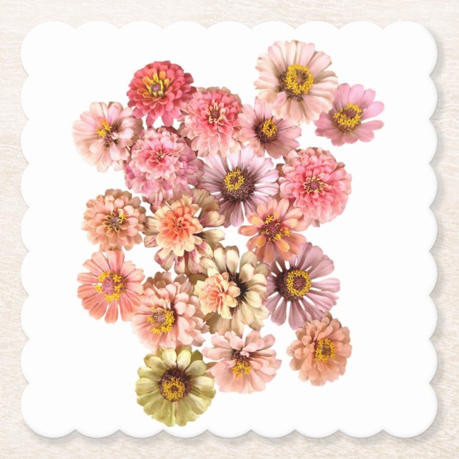 Posavasos De Papel Zinnia Collage Paper Coaster (Anverso)