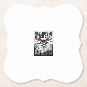 Posavasos De Papel Zona de Bruja de Halloween Diseño Antiguo de Murci