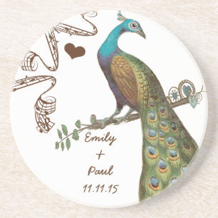 Posavasos de pavo real vintage musical