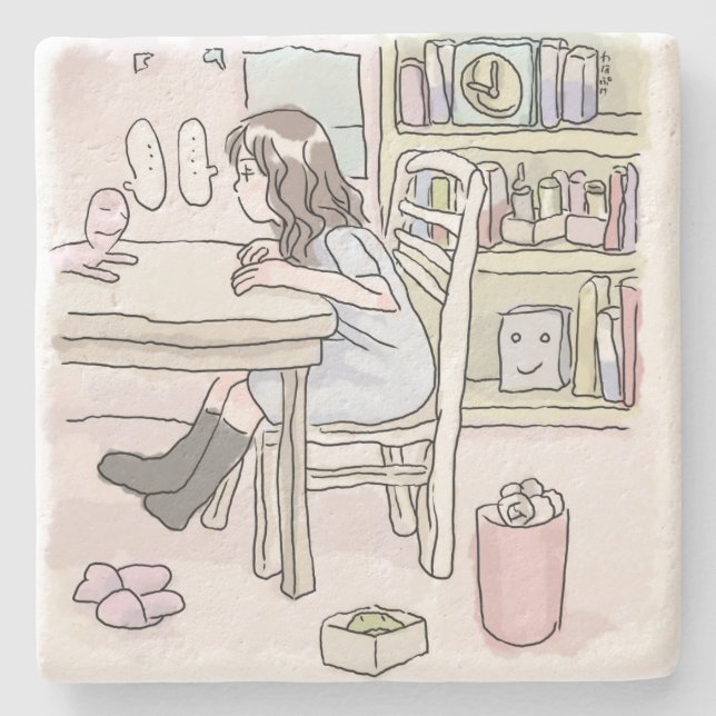 POSAVASOS DE PIEDRA さいくさじ　机に向かう (Anverso)