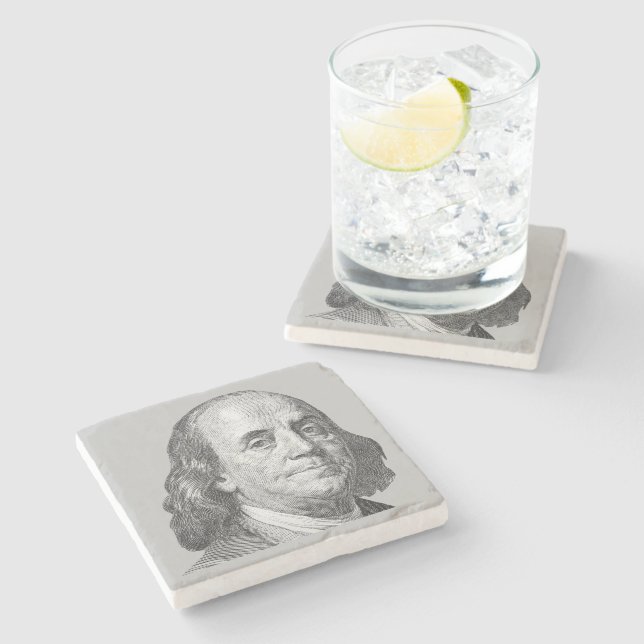 Posavasos De Piedra 100 dólares, Benjamin Franklin (Lateral)
