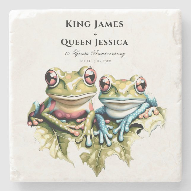 Posavasos De Piedra 10 años Boda Aniversario Jardín Fiesta Casual (Anverso)