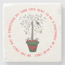 Posavasos De Piedra 12 días de Navidades en un árbol de peras