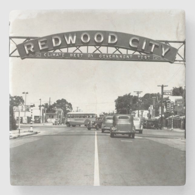 Posavasos De Piedra 150o aniversario de Redwood City (Anverso)