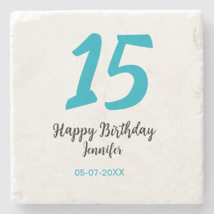 Posavasos De Piedra 15 años quiencenera añadir fecha año azul templ