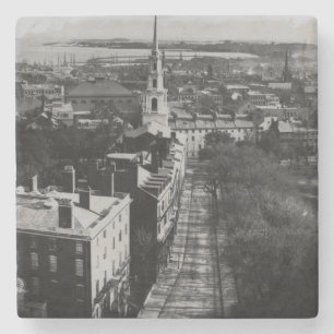 Posavasos De Piedra 1859: Una vista de Boston de la casa del estado