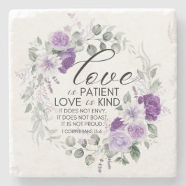 Posavasos De Piedra 1 Corintios 13:4 Amor es Paciente Violeta Floral