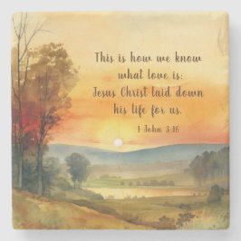 Posavasos De Piedra 1 Juan 3:16 Jesús nos dio su vida a la Biblia